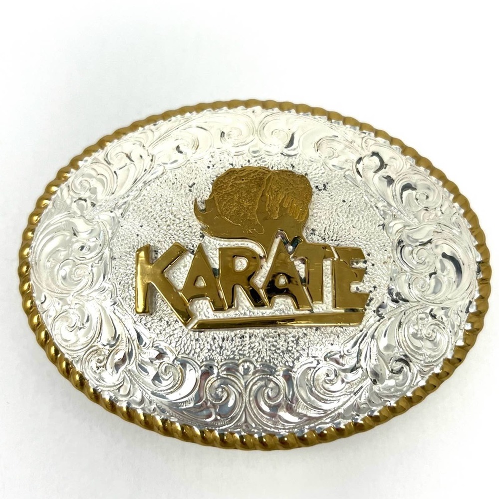 Crumrine KARATE Belt Buckle 3.5”x2.75” Silver & Gold
